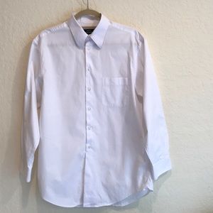 Long sleeve men’s white shirt.